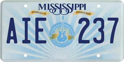 MS license plate AIE237