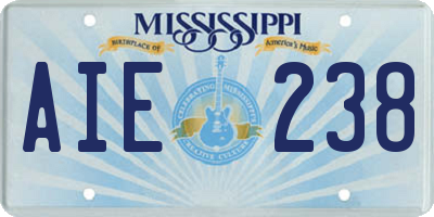 MS license plate AIE238