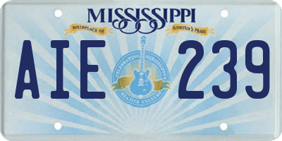MS license plate AIE239
