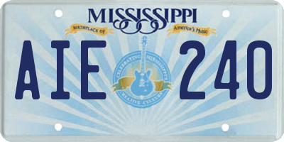 MS license plate AIE240
