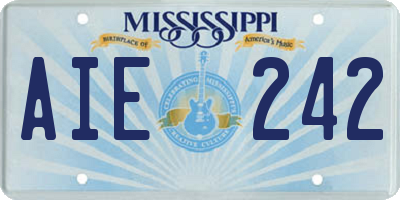 MS license plate AIE242
