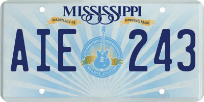 MS license plate AIE243