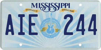MS license plate AIE244