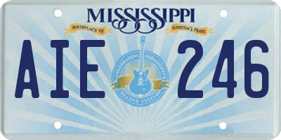 MS license plate AIE246