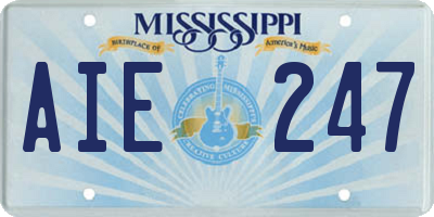 MS license plate AIE247