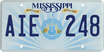 MS license plate AIE248