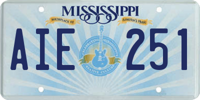 MS license plate AIE251