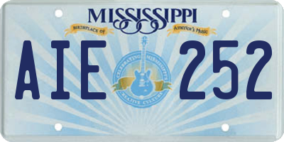 MS license plate AIE252