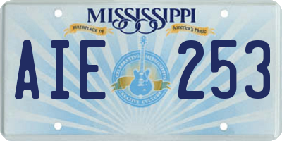 MS license plate AIE253