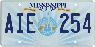 MS license plate AIE254