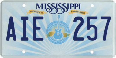 MS license plate AIE257