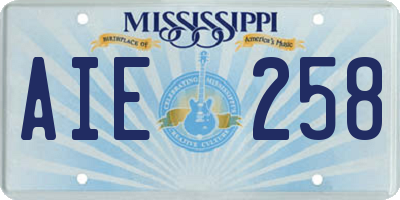 MS license plate AIE258