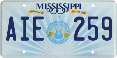 MS license plate AIE259