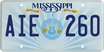 MS license plate AIE260