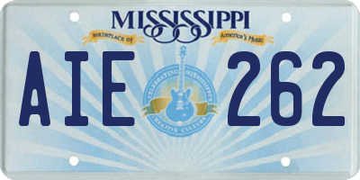 MS license plate AIE262