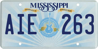 MS license plate AIE263