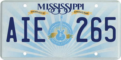 MS license plate AIE265
