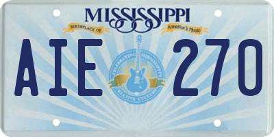 MS license plate AIE270