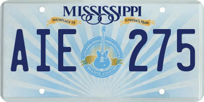 MS license plate AIE275