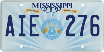 MS license plate AIE276