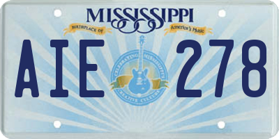 MS license plate AIE278