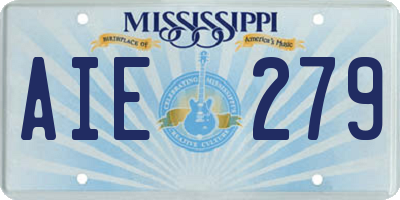 MS license plate AIE279