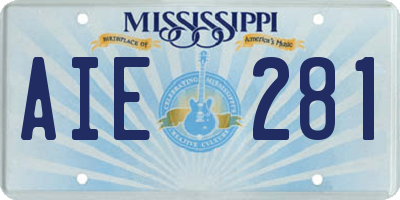MS license plate AIE281