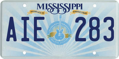 MS license plate AIE283