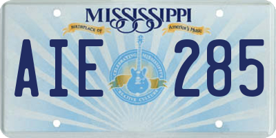 MS license plate AIE285