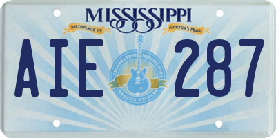 MS license plate AIE287