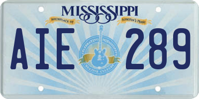 MS license plate AIE289
