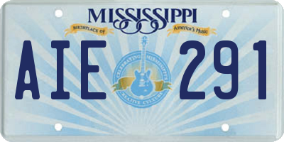 MS license plate AIE291