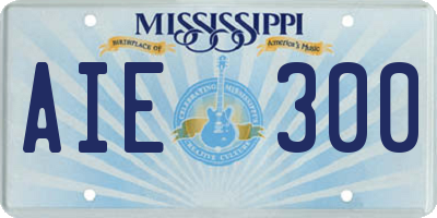 MS license plate AIE300