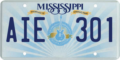 MS license plate AIE301