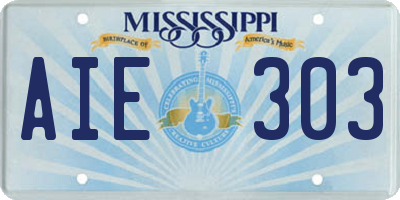MS license plate AIE303