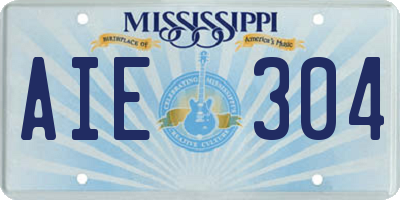MS license plate AIE304