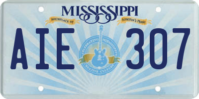 MS license plate AIE307