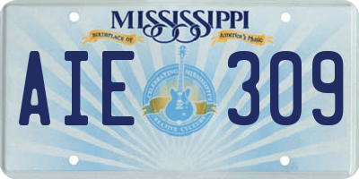 MS license plate AIE309