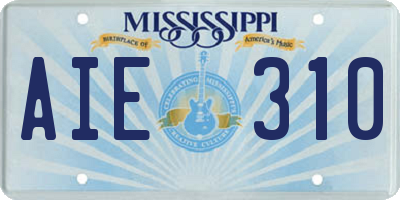 MS license plate AIE310