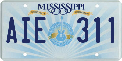 MS license plate AIE311