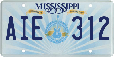 MS license plate AIE312