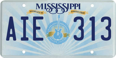 MS license plate AIE313