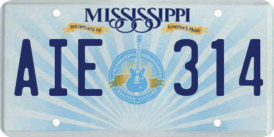 MS license plate AIE314