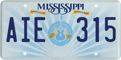 MS license plate AIE315