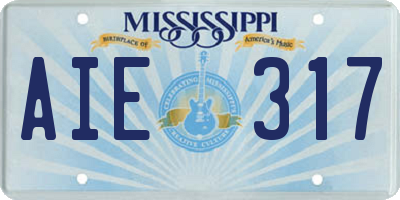 MS license plate AIE317