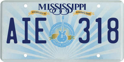 MS license plate AIE318