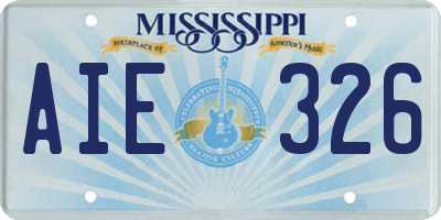 MS license plate AIE326