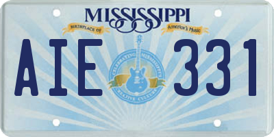 MS license plate AIE331