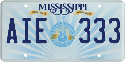 MS license plate AIE333