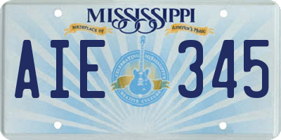 MS license plate AIE345